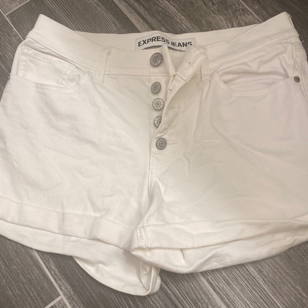 Express button fly shorts